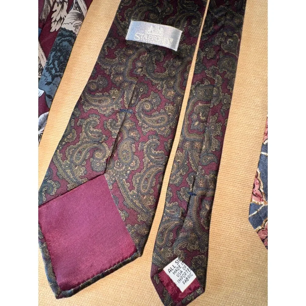 4 Ties; Botany 500, Stafford Executive, A Silk Tie, New Haven Neckwear Co. Tie